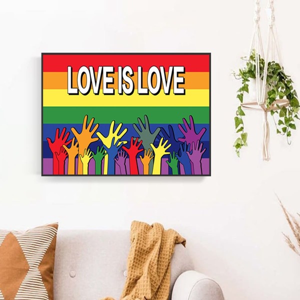

LGBT Hand Print Unframed Painting, Multicolor