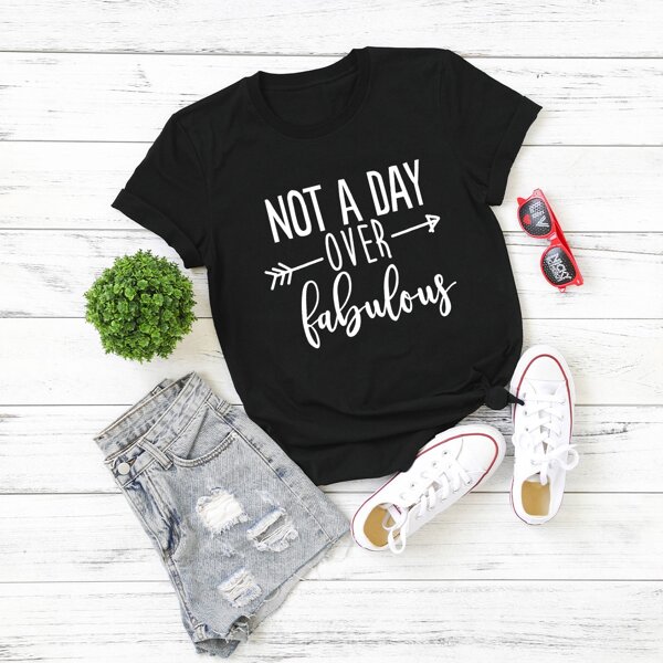 

Plus Slogan Graphic Tee, Black