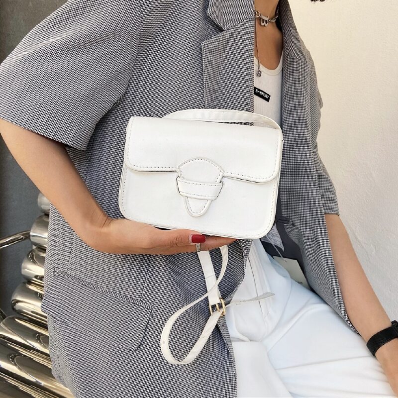 

Minimalist Flap Crossbody Bag, White
