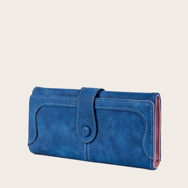 

Stitch Detail Fold Over Purse, Blue