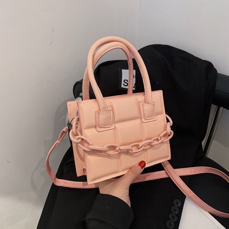 

Chain Decor Double Handle Satchel Bag, Pink