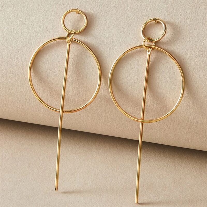 

Geo Round Drop Earrings, Gold