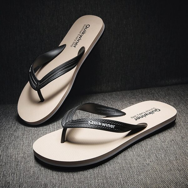 

Men Letter Graphic Flip Flops, Beige
