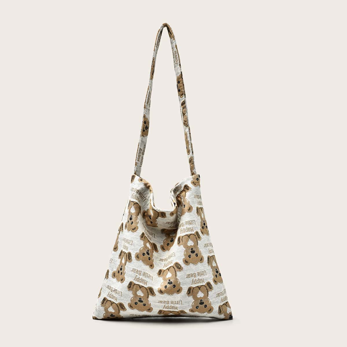 

Bear Print Shoulder Bag, Beige