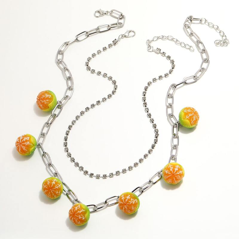 

2pcs Fruit Charm Necklace, Green