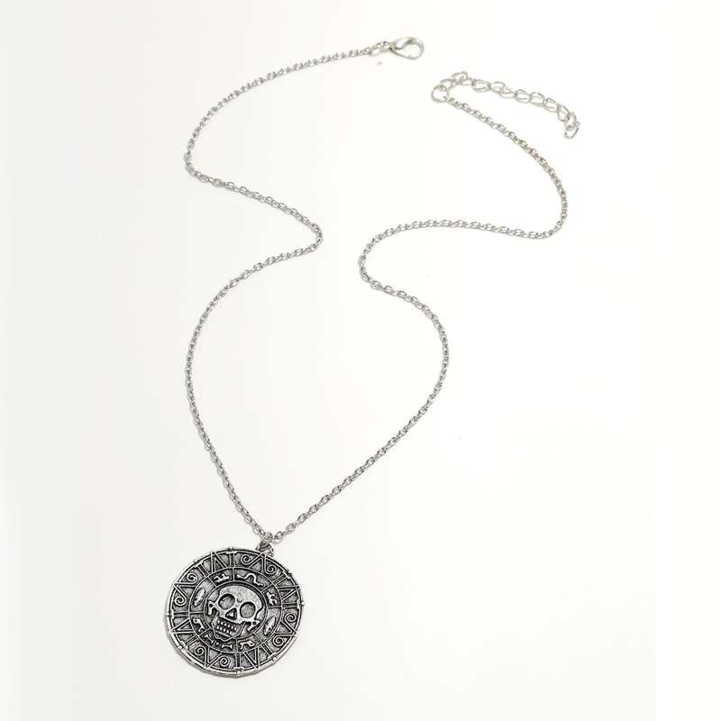 

Skull Pattern Pendant Necklace, Antique silver