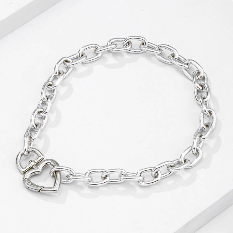 

Heart Decor Chain Necklace, Silver