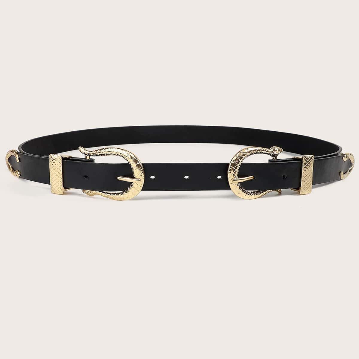 

Double Serpentine Buckle Belt, Black