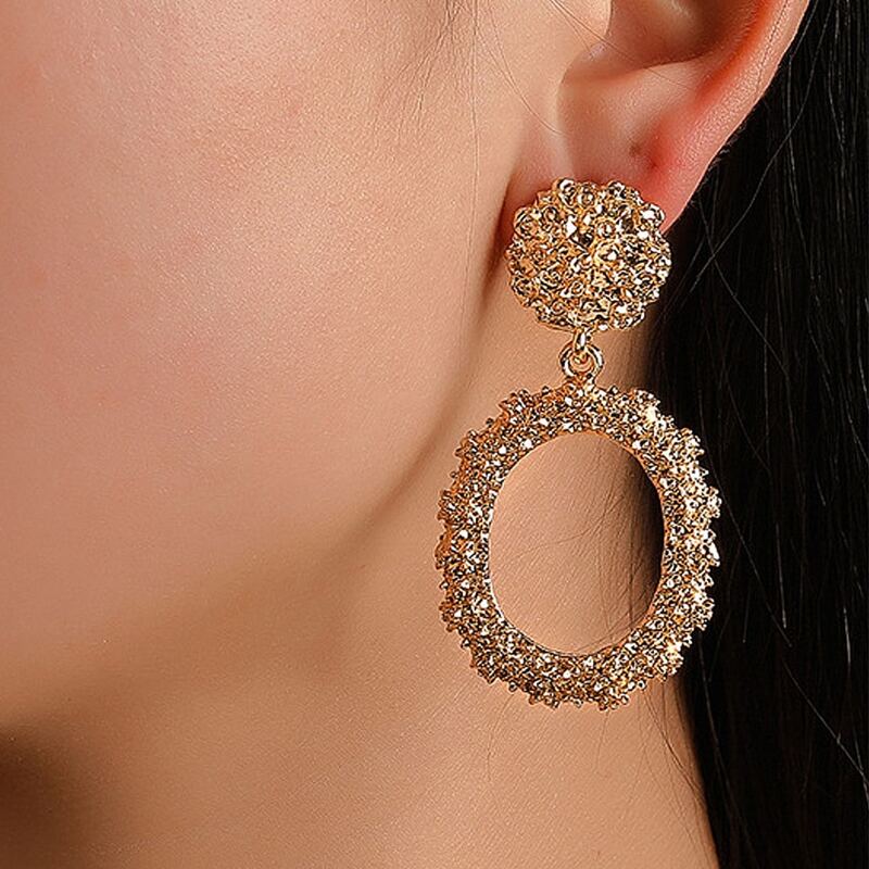 

Textured Metal Drop Earrings, Gold