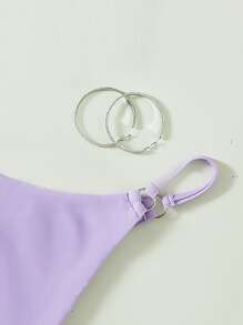 Swim Vcay 夏季海滩环扣丁字裤比基尼泳裤丁字裤比基尼，度假泳装 - 淡紫色 - 查看 5