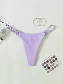 Swim Vcay 夏季海滩环扣丁字裤比基尼泳裤丁字裤比基尼，度假泳装 - 淡紫色 - 查看 6