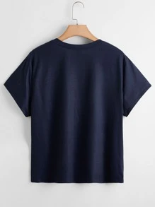 Plus Plants Print Ombre Tee - Navy Blue - View 2