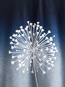 Plus Plants Print Ombre Tee - Navy Blue - View 4