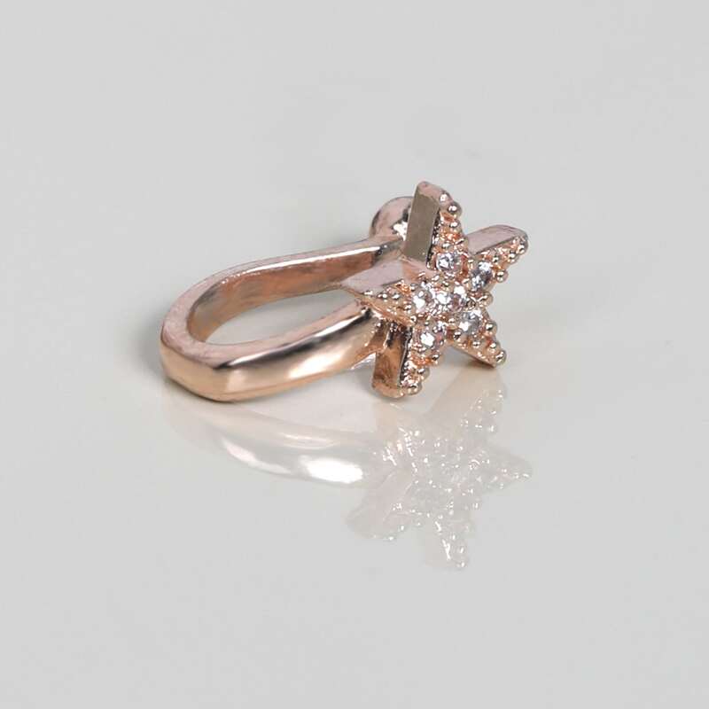 1pc Rhinestone Star Nose Ring, Gold