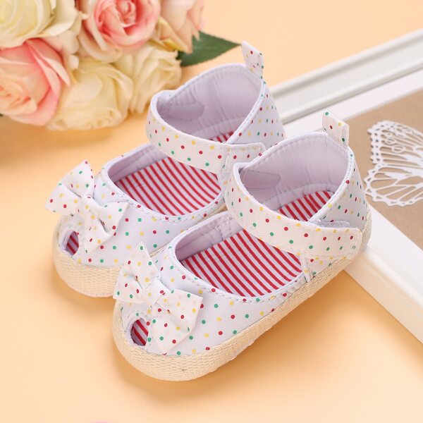 

Baby Girls Bow Decor Peep Toe Flats, White