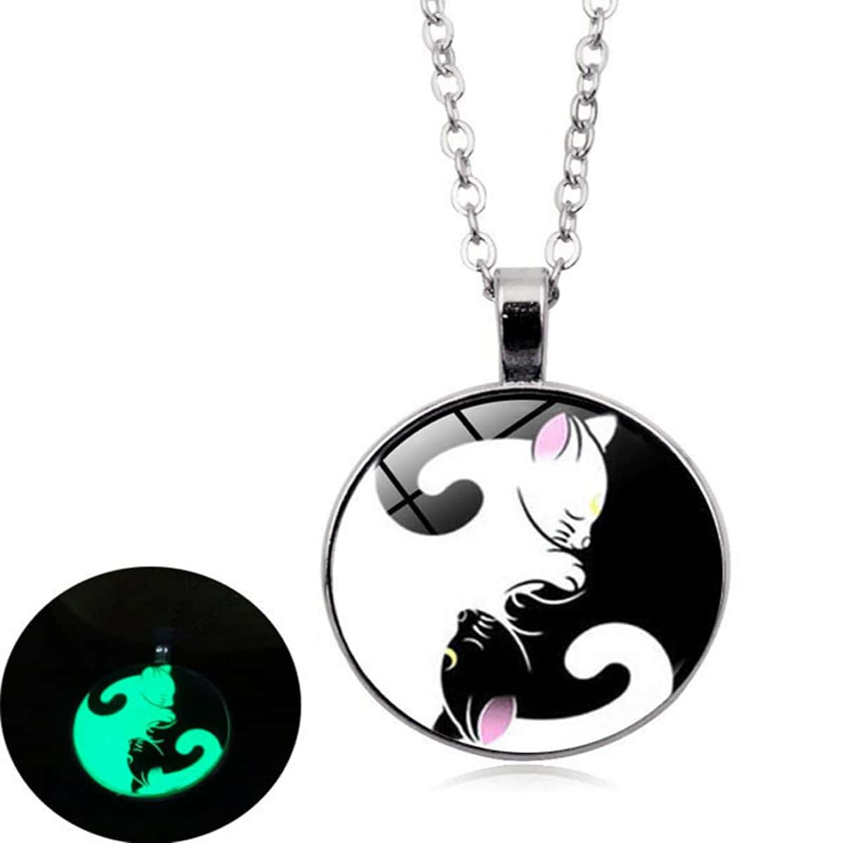 

Cartoon Cat Pattern Decor Necklace, Silver