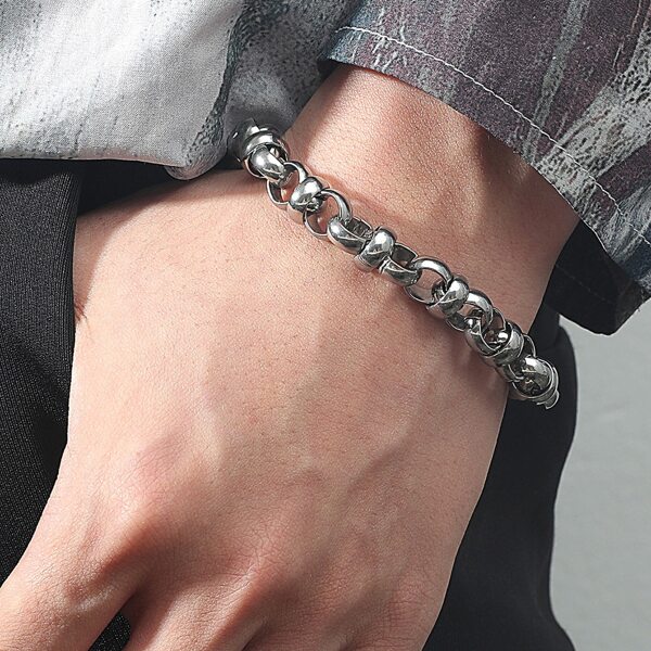 

Men Minimalist Link Bracelet, Silver