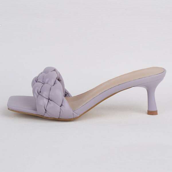 

Minimalist Braided Stiletto Heeled Mules, Mauve purple