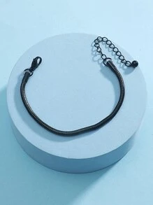 男士極簡手環蛇手鏈時尚手鐲首飾類不銹鋼適用於首飾類禮品 - 黑色 - 查看 2