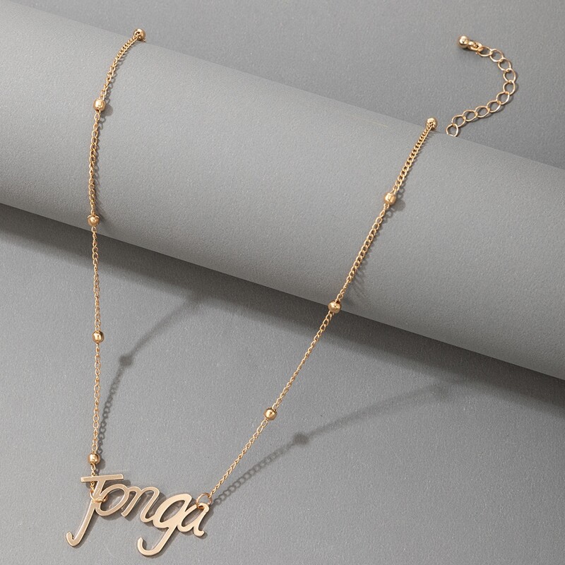 

Letter Decor Chain Necklace, Gold