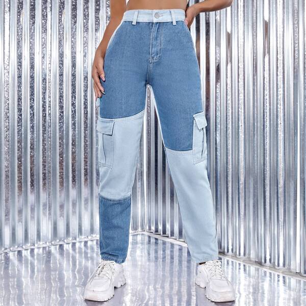 

Color Block Cargo Jeans, Multicolor