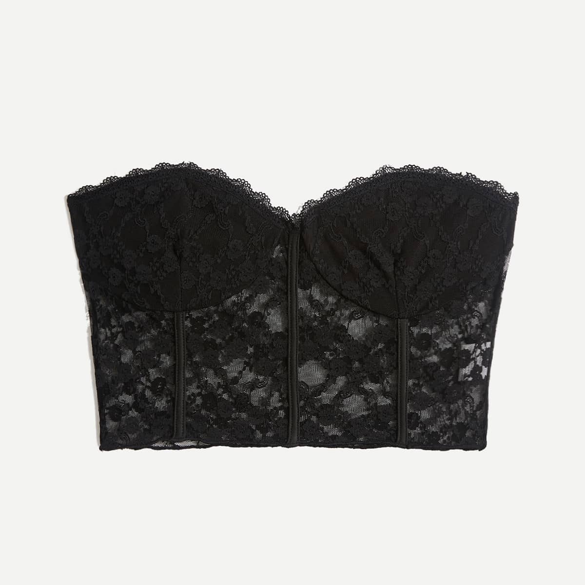 

Floral Lace Crop Tube Top, Black