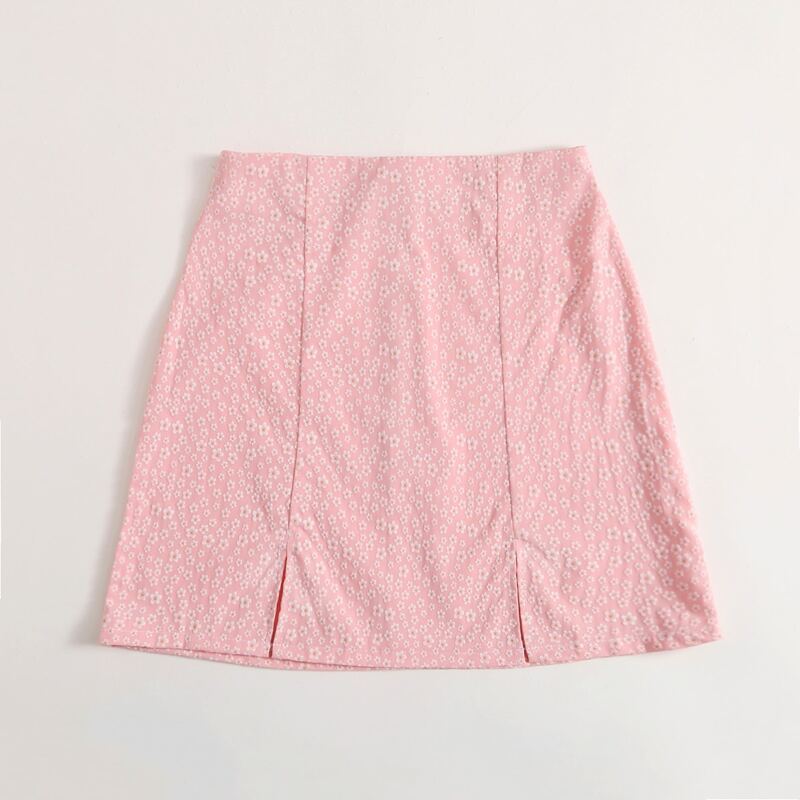

Ditsy Floral Split Skirt, Coral pink
