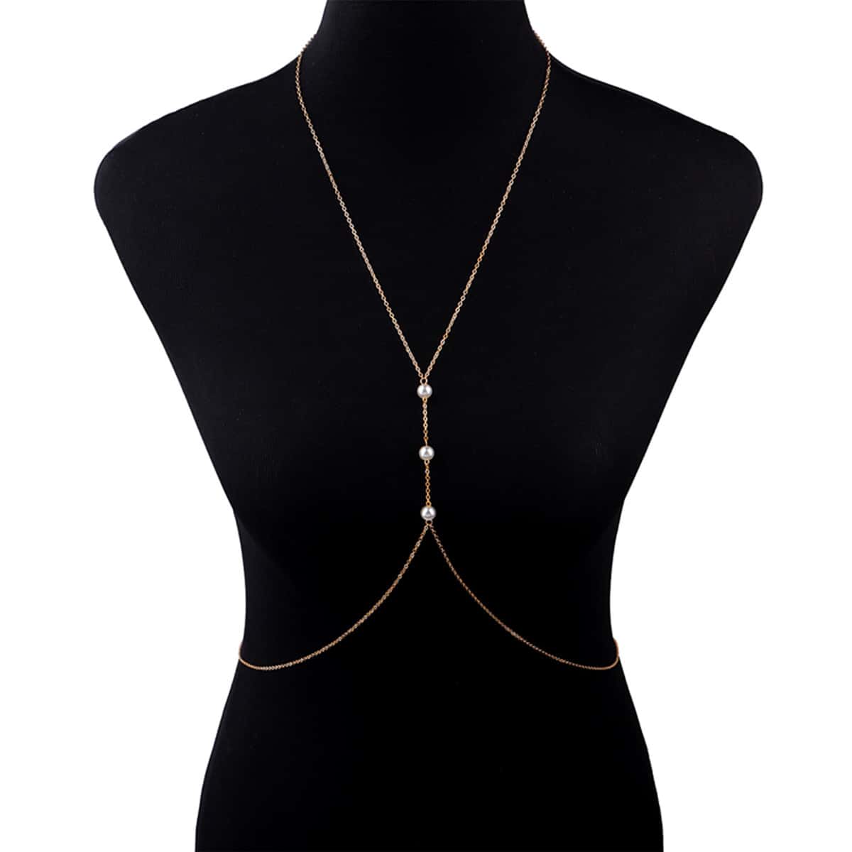 

Faux Pearl Decor Body Chain, Gold