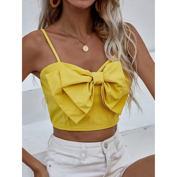 

Big Bow Front Shirred Back Cami Top, Yellow