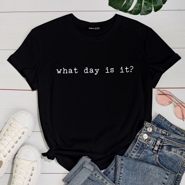 

Slogan Graphic Short Sleeve Tee, Black