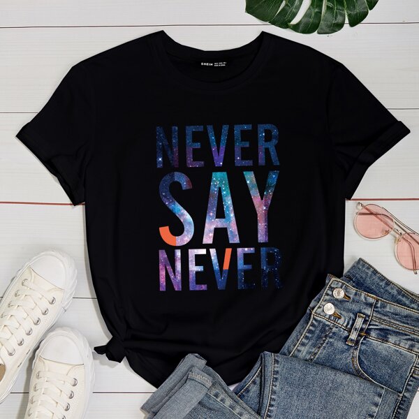 

Slogan Graphic Short Sleeve Tee, Black