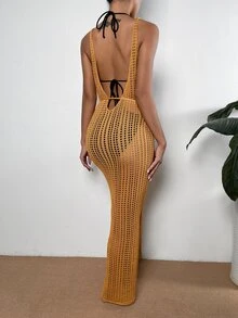 Slits stickad blus - Senapsgul - Visa 2