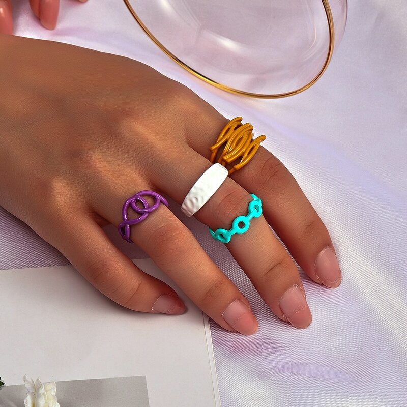 

4pcs Hollow Out Ring, Multicolor