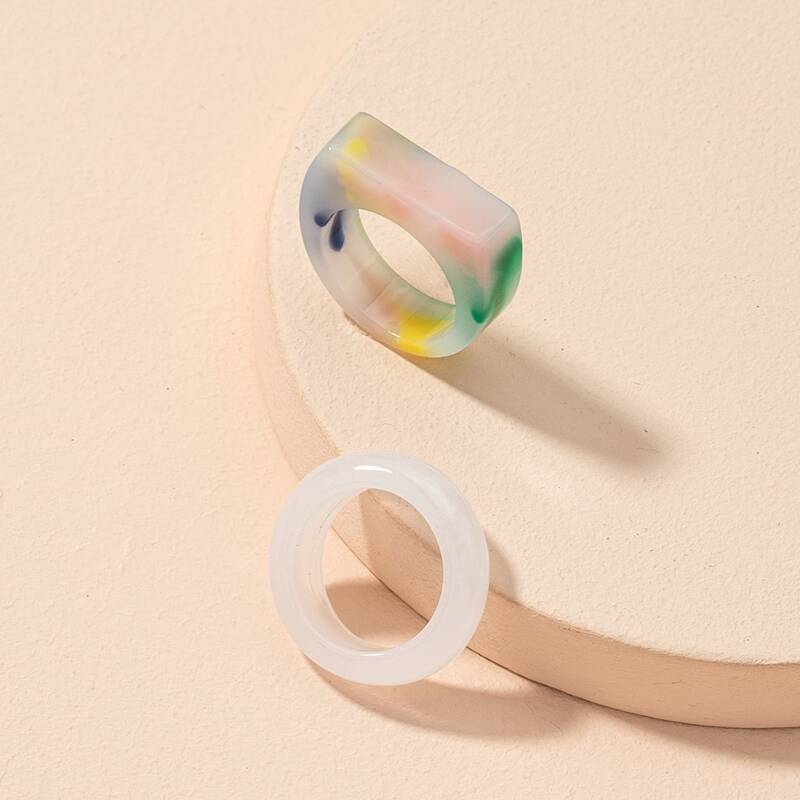 

2pcs Resin Ring, Multicolor