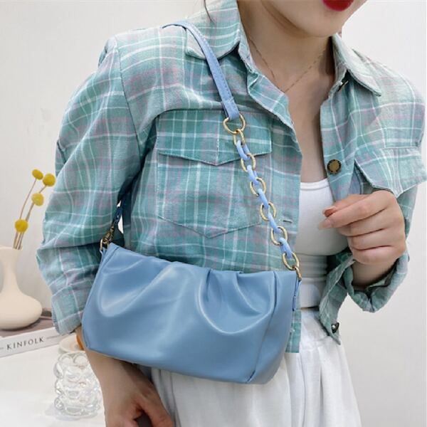

Minimalist Ruched Bag, Blue