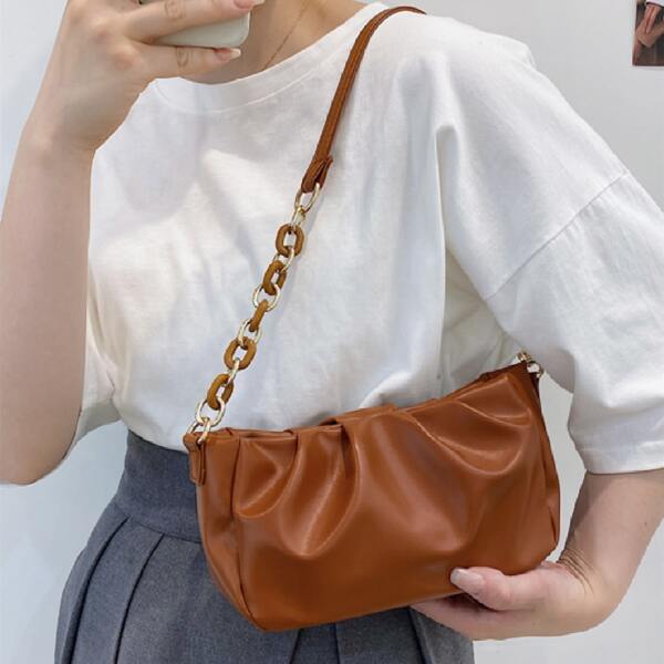 

Minimalist Ruched Bag, Brown