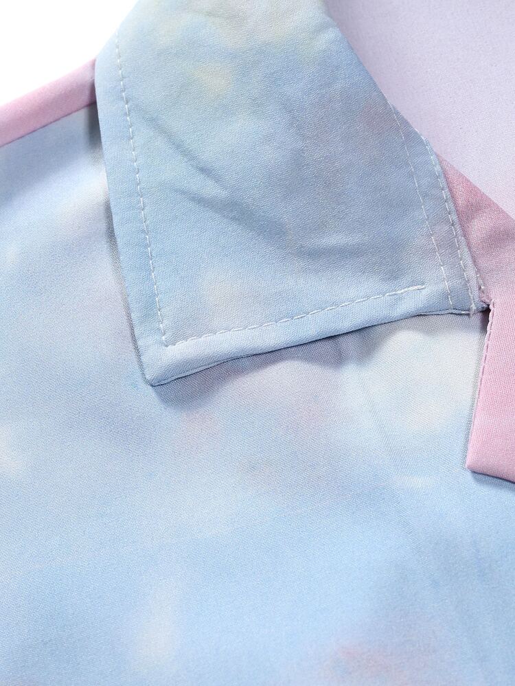 Manfinity RSRT Hombres Camisa al azar de tie dye con botón - Multicolor - Añade 7