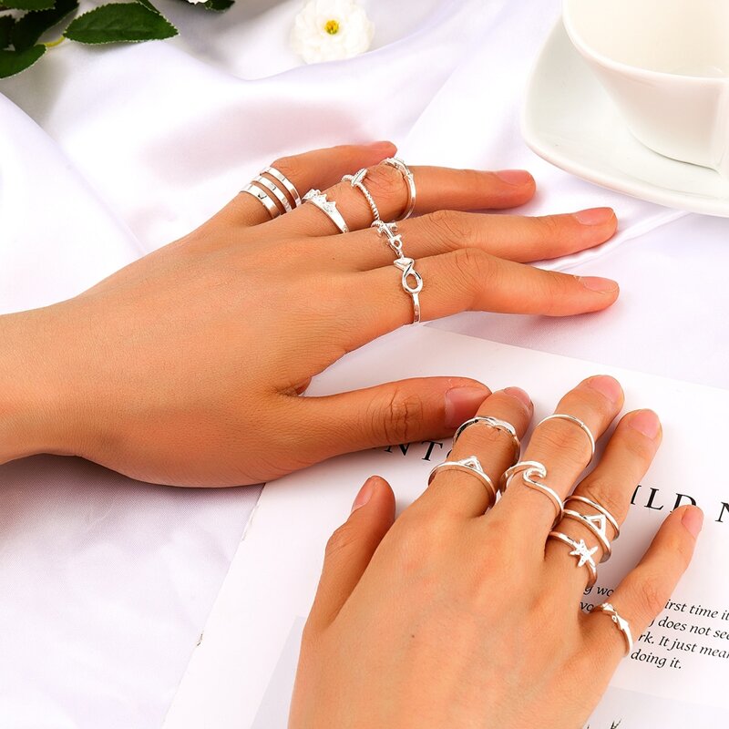 

14pcs Hollow Out Ring, Silver