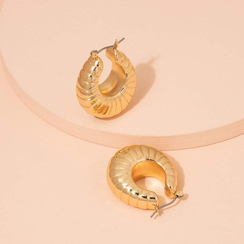 

Textured Metal Hoop Earrings, Gold