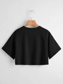 INAWLY Moon Print Drop Shoulder Tee