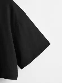 INAWLY Moon Print Drop Shoulder Tee