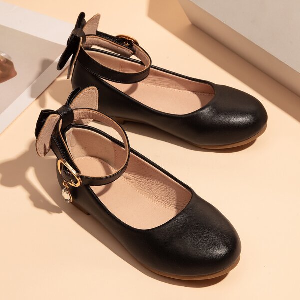 

Girls Bow Decor Flats, Black