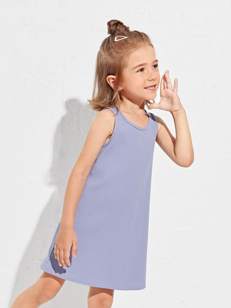 SHEIN Vestido tank unicolor tejido de canalé - Lila Púrpura - Añade 1