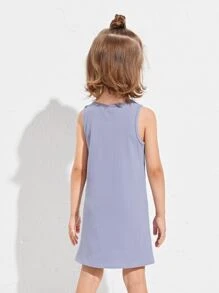 SHEIN Toddler Girls Rib-knit Solid Tank Dress - Lilac Purple - View 2
