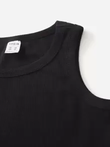 SHEIN 2 paquetes de Parte superior de punto acanalado para niña preadolescente - Multicolor - Ver 3