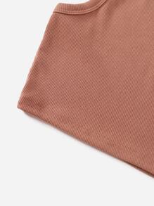 SHEIN 2 paquetes de Parte superior de punto acanalado para niña preadolescente - Multicolor - Ver 4