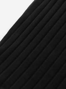 SHEIN Vestido de niñas adolescentes ajustado unicolor tejido de canalé de niñas adolescentes - Negro - Ver 3