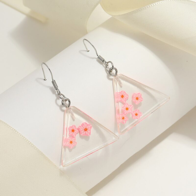 

Floral Geo Drop Earrings, Clear