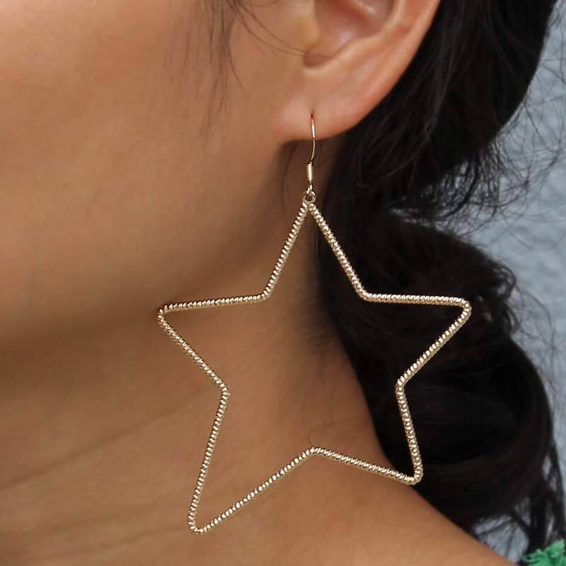 

Star Drop Earrings, Gold