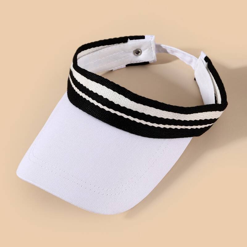 

1pc Striped Visor Hat, White